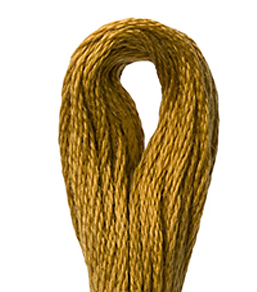 DMC 8.7yd Yellows 6 Strand Cotton Embroidery Floss, 3829 Dark Old Gold, swatch, image 1
