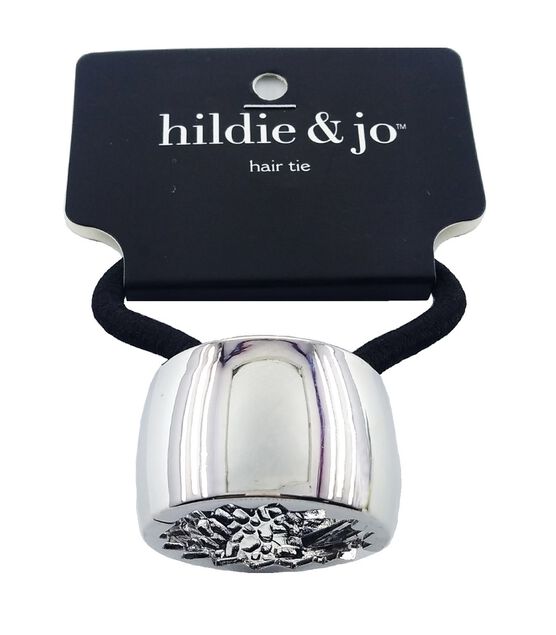 1" Black Ponytail Hair Tie With Silver Cuff by hildie & jo