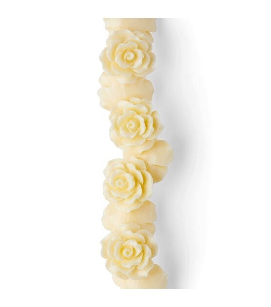 7" Off White Plastic Flower Bead Strand by hildie & jo, , hi-res, image 3