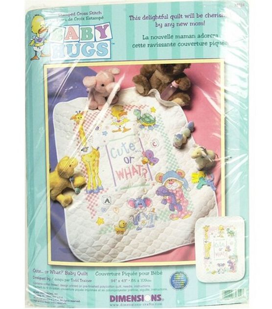 Dimensions Baby Hugs Quilt Stamped Cross Stitch Kit 34X43-Baby Animals