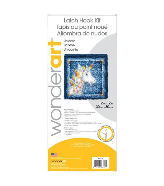 Wonderart Latch Hook Kit 12"X12" Unicorn