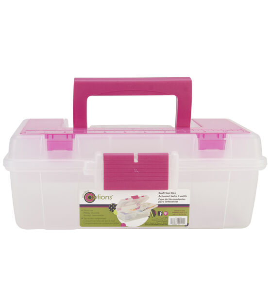 Creative Options 13" Clear & Pink Craft Tool Box Organizer