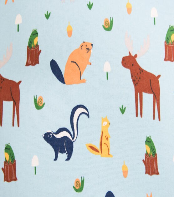 Light Blue Woodland Animals Super Snuggle Flannel Fabric By POP!