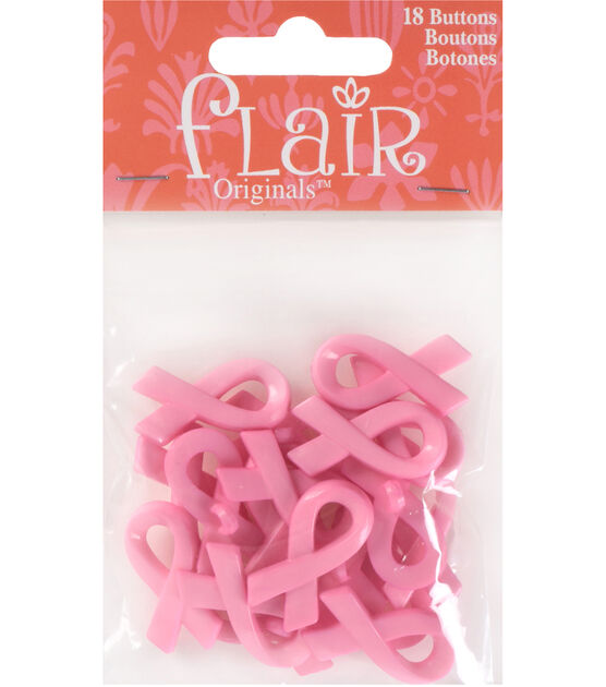 Flair Originals 1" Pink Ribbon Shank Buttons 18pc, , hi-res, image 2