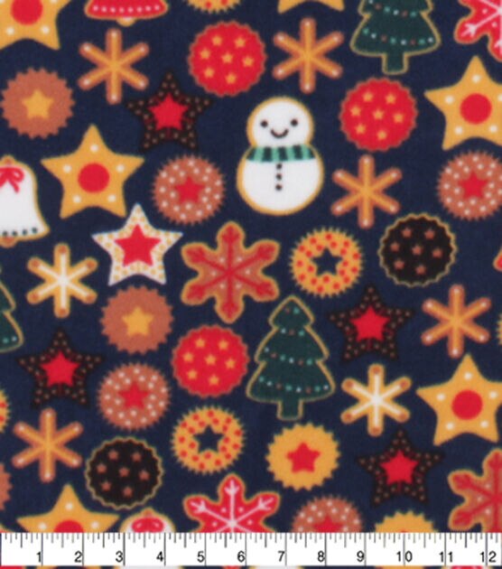 Christmas Cookies on Navy Anti Pill Fleece Fabric, , hi-res, image 3