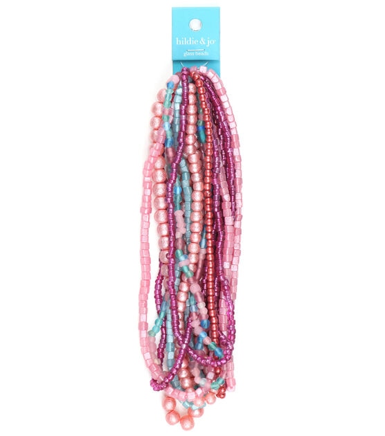 Pink Glass Multi Strand Seed Strung Beads by hildie & jo