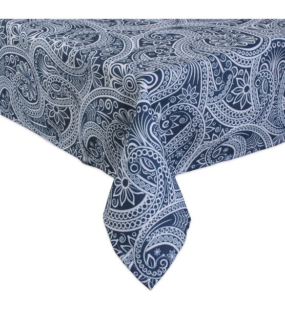 Design Imports Paisley Outdoor Tablecloth with Zipper 84", , hi-res, image 4
