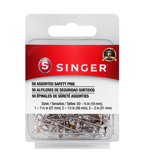 SINGER Assorted Sized Safety Pins, 50 Count