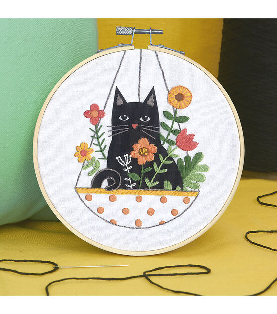 Dimensions Cat Floral Basic Embroidery Kit 6' Hoop, , hi-res, image 5