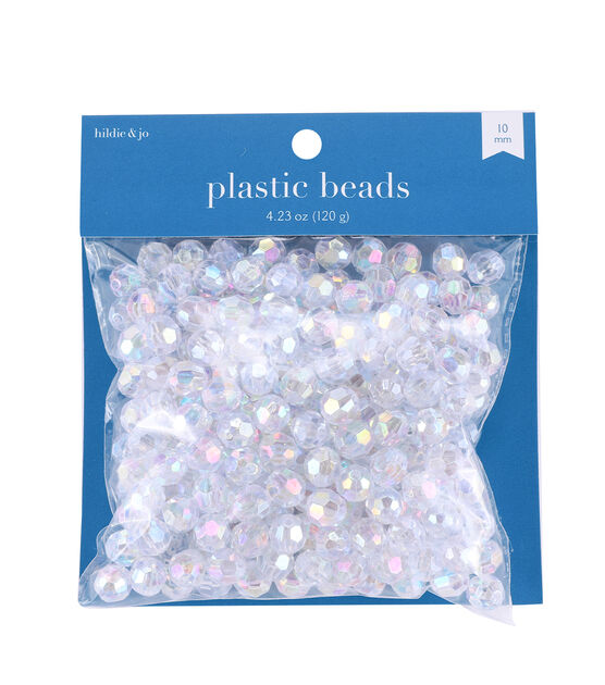 10mm Plastic Aurora Borealis Faceted Beads by hildie & jo