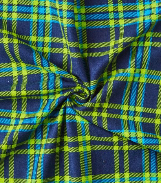 Eddie Bauer Navy & Green Plaid Flannel Prints Fabric, , hi-res, image 4