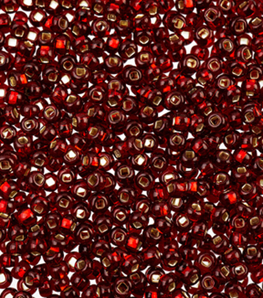 John Bead Czech Glass Beads 24G 8/0, Ruby, swatch, image 1