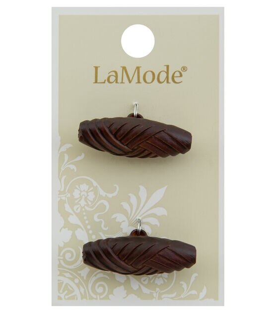 La Mode 1 1/4" Brown Toggle Buttons 2pk