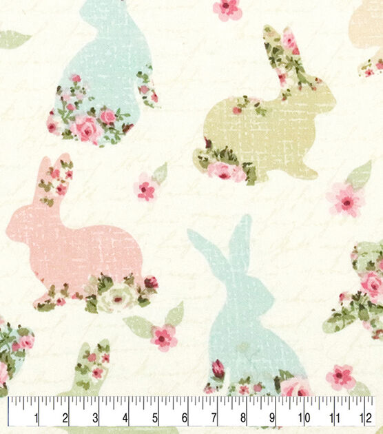 Bunnies with Roses On Words Easter Cotton Fabric, , hi-res, image 3