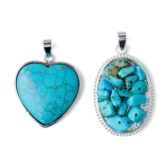 2ct Silver & Turquoise Stone Pendants by hildie & jo, , hi-res, image 2