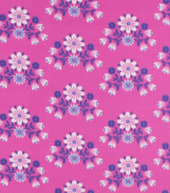 Floral on Purple Blizzard Fleece Fabric