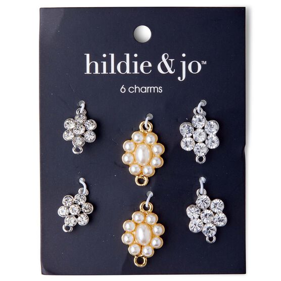 6ct Silver & Gold Pearl & Crystal Cluster Charms by hildie & jo