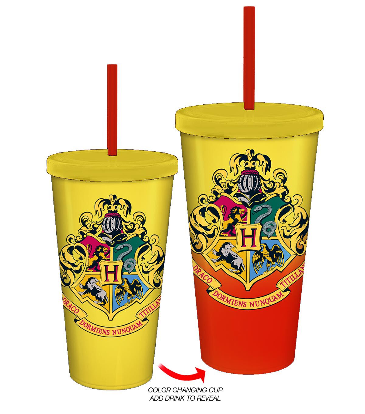 Harry Potter Hogwarts Crest 4-Pack of 20 Ounce Color Changing Cups Yellow 