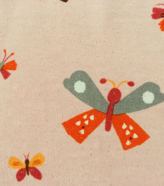 Pink Glitter Butterflies Interlock Knit Fabric by POP!, , hi-res, image 3