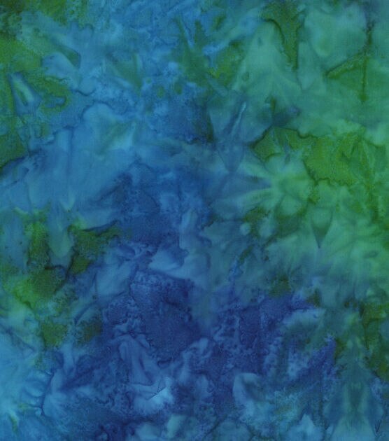Blue Green Batik Cotton Fabric, , hi-res, image 1