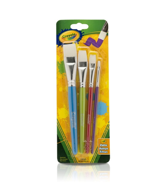 Crayola 4ct Flat Big Paint Brushes With Wood Handle