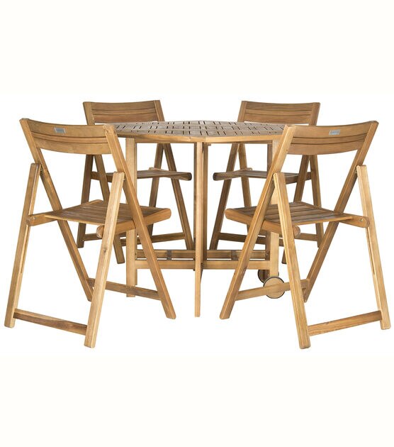 Safavieh Kerman Natural Outdoor Table With 4pc Foldable Chair Set, , hi-res, image 3