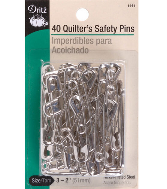 Dritz 2" Quilters Safety Pins, Nickel, 40 pc