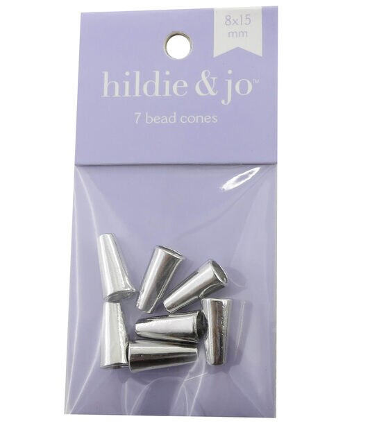 8mm x 15mm Silver Plain Metal Bead Cones 7pk by hildie & jo