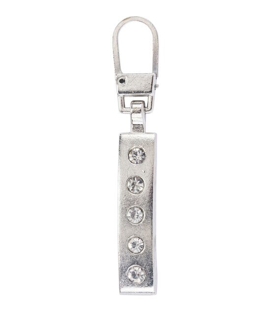 Coats & Clark Zipper Pull 4 Stone Silver Bar