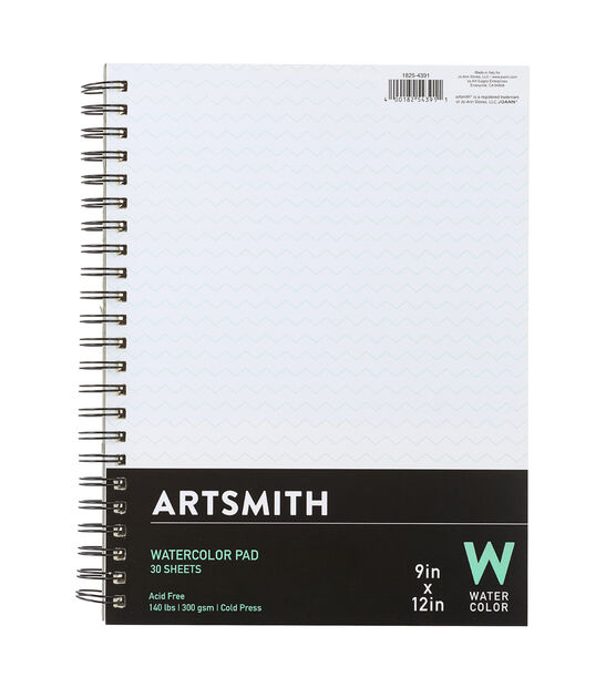 9 x 12 White 30 Sheet Watercolor Pad by Artsmith
