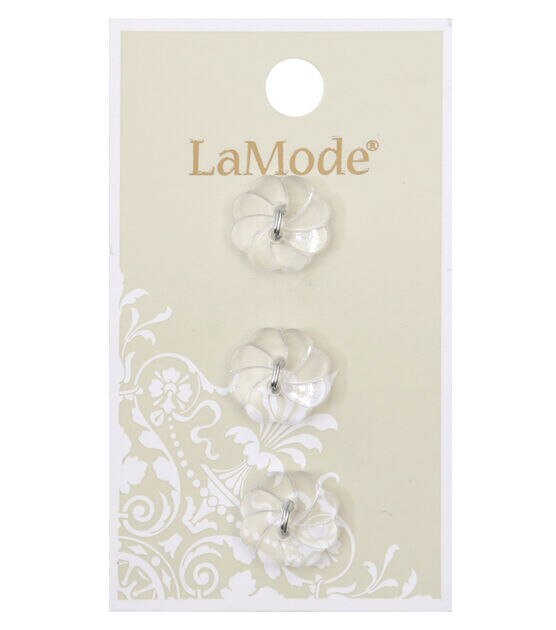 La Mode 9/16" Clear Crystal Flower 2 Hole Buttons 3pk