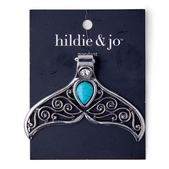 Silver Fish Tail Pendant With Turquoise Stone by hildie & jo