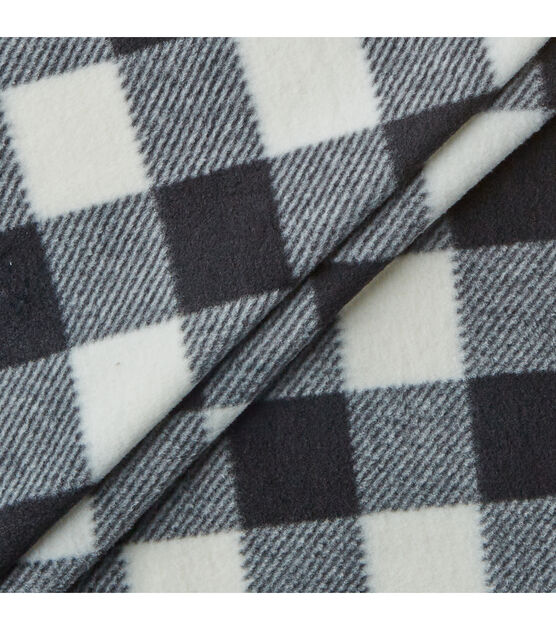 Eddie Bauer Black & White Buffalo Checks Anti Pill Fleece Fabric, , hi-res, image 3