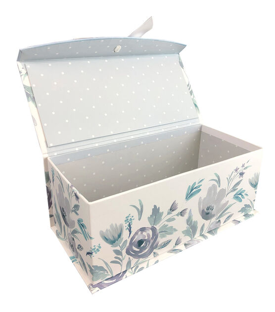 11.5" Monochrome Floral Fliptop Box With Bow, , hi-res, image 2