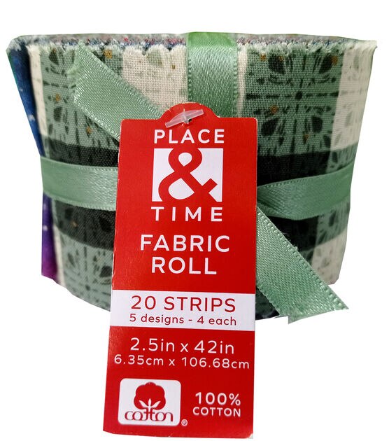 2.5" x 42" Multicolor Christmas Cotton Fabric Roll 20ct by Place & Time