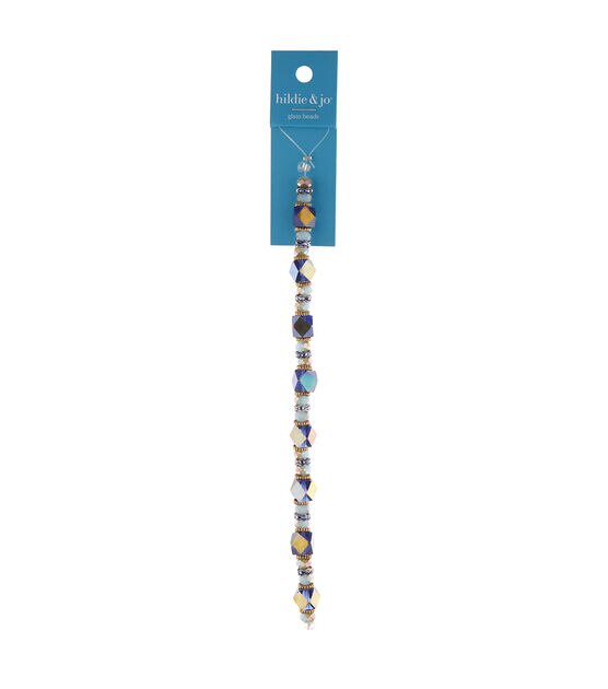 7" Blue Square Glass Strung Beads by hildie & jo