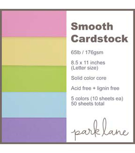 50 Sheet 8.5" x 11" Pastel Solid Core Cardstock Paper Pack by Park Lane, , hi-res, image 4