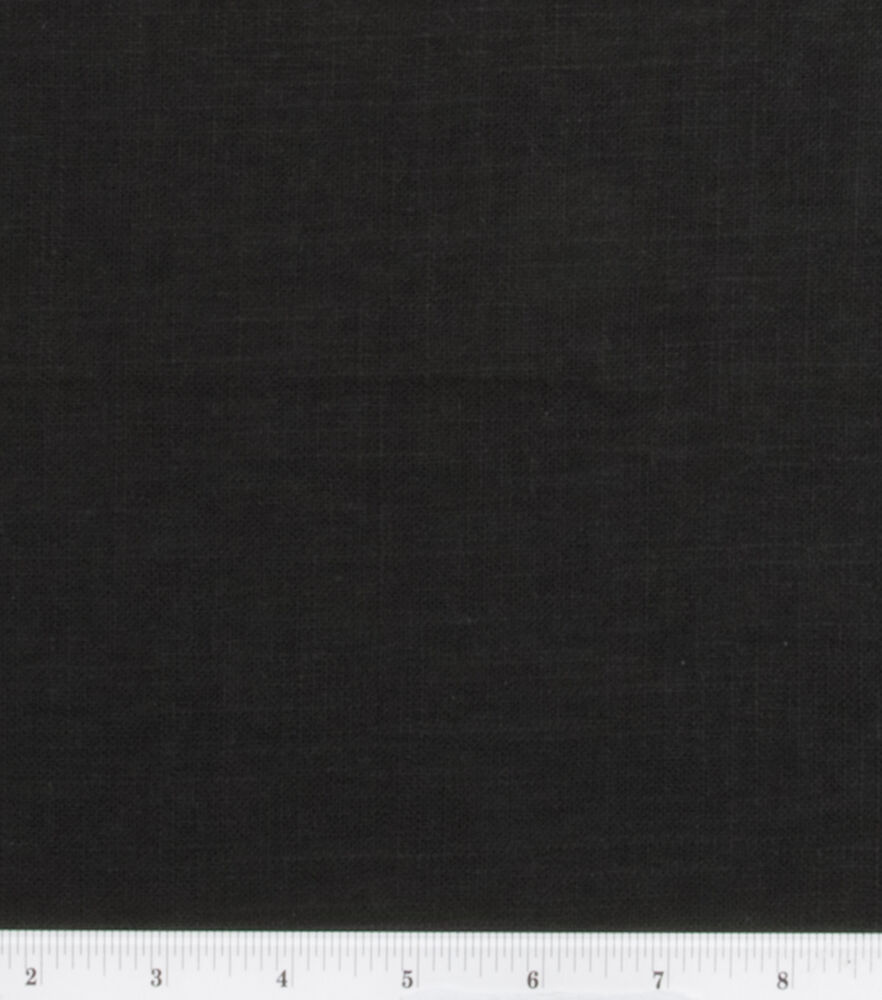 Hopsack Linen Fabric, Black, swatch