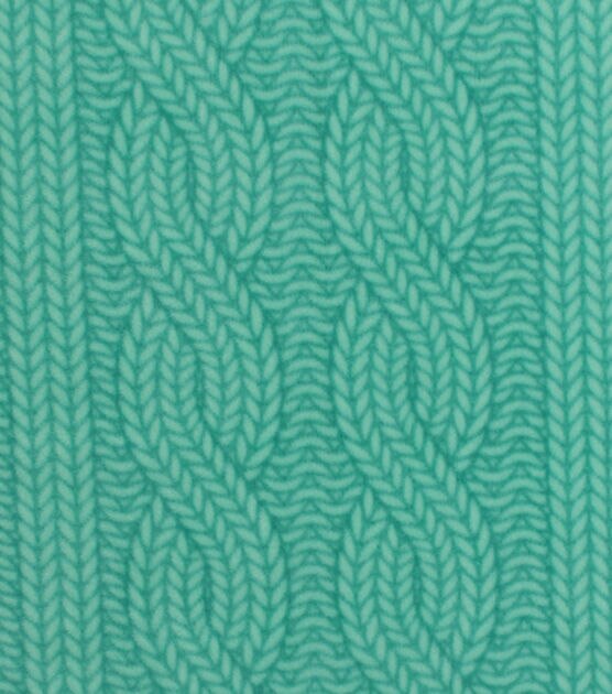 Mint Cable Knit Anti Pill Fleece Fabric, , hi-res, image 1