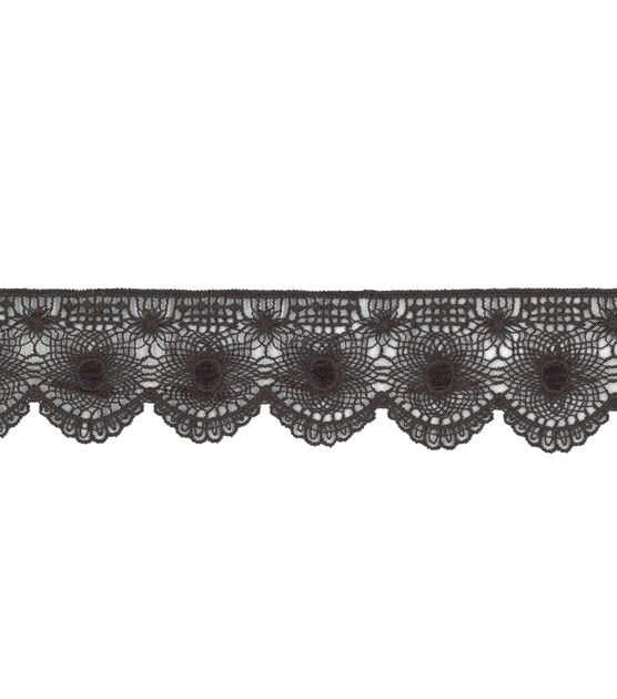 Simplicity Wide Tattered Lace Trim 1.38'' Black, , hi-res, image 2