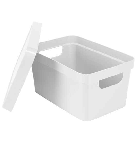 Simplify 10" White Vinto Storage Box With Lid, , hi-res, image 4