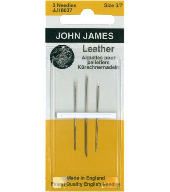 John James Leather Hand Needles-Size 3/7 3/Pkg