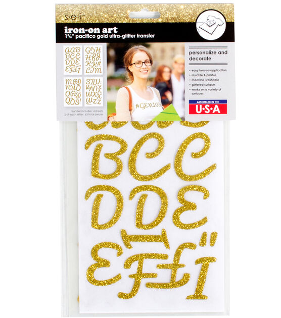 Iron On Art Ultra Glitter Letters Gold Joann