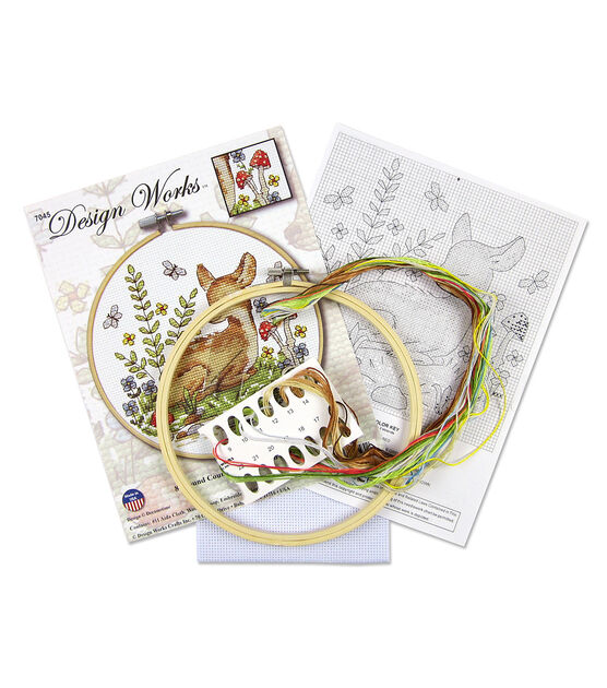 Design Works 8" Deer Round Counted Cross Stitch Kit, , hi-res, image 3