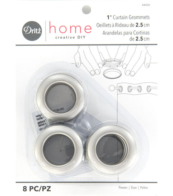 Dritz Home 1" Round Curtain Grommets, 8 Sets, Pewter