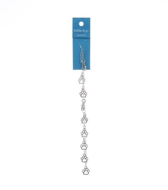 8" Silver Plated Metal Paw Bead Strand by hildie & jo