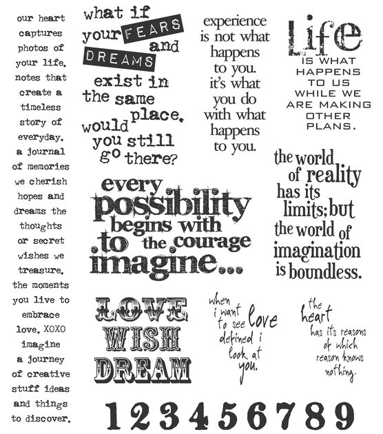 Tim Holtz 8.5" x 7" Phrases & Numbers Red Rubber Stamp Sheet
