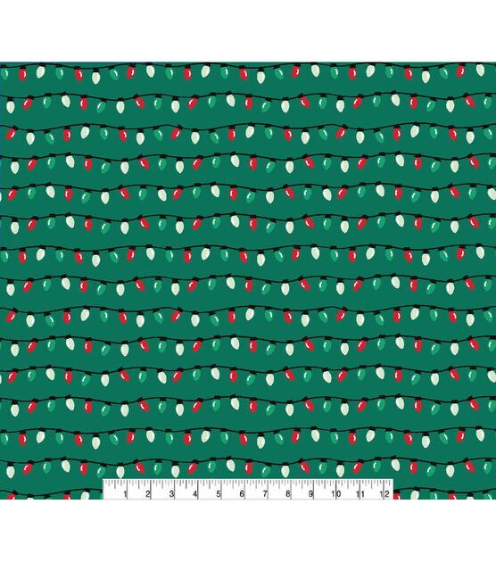 String Lights on Green Super Snuggle Christmas Flannel Fabric, , hi-res, image 2