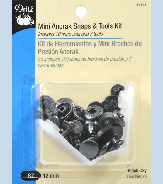 Dritz 12 mm Mini Anorak Snaps And Tools Black