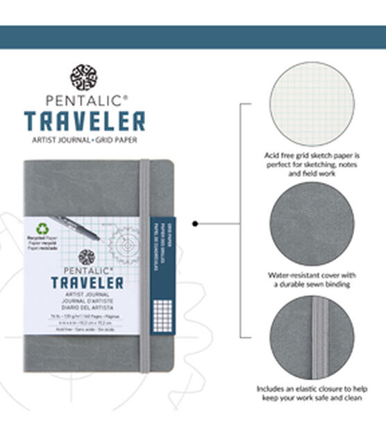 Pentalic's Traveler Pocket Journal 4x6 Gray, , hi-res, image 5